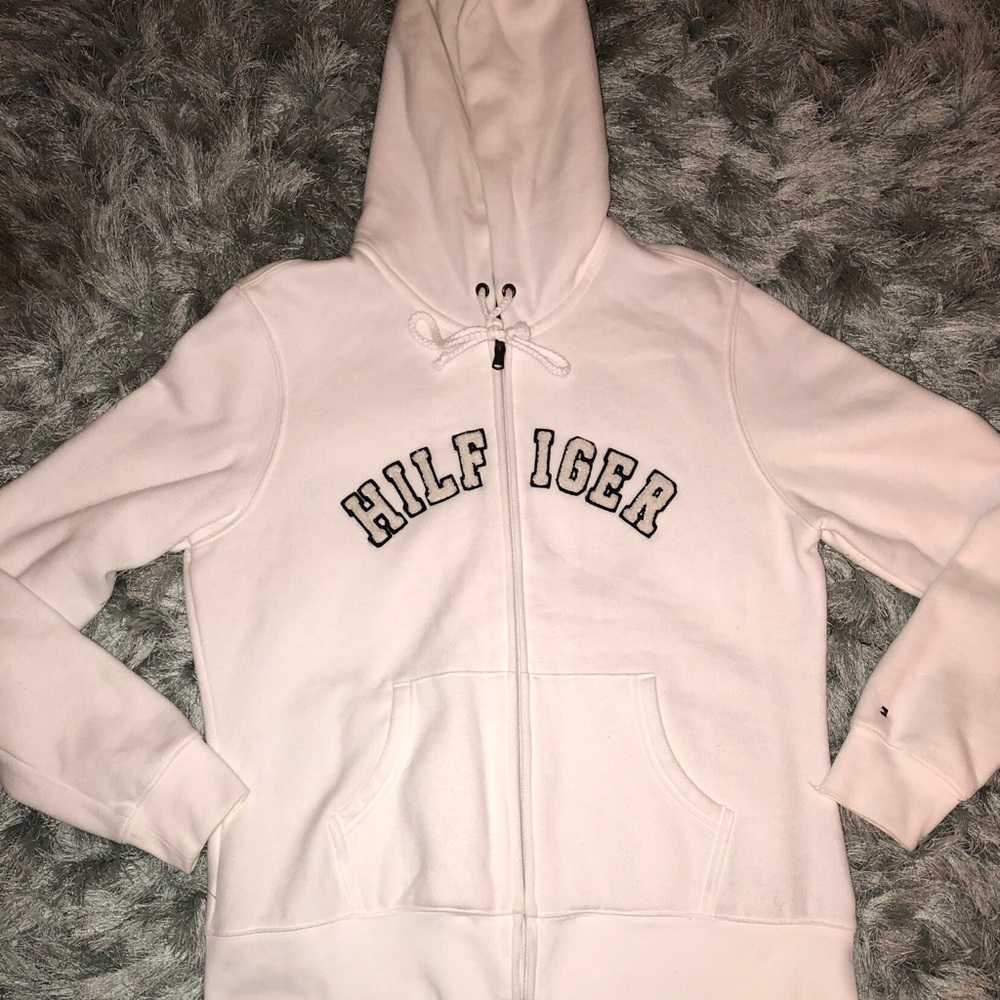 Tommy Hilfiger White Zip Up Hoodie